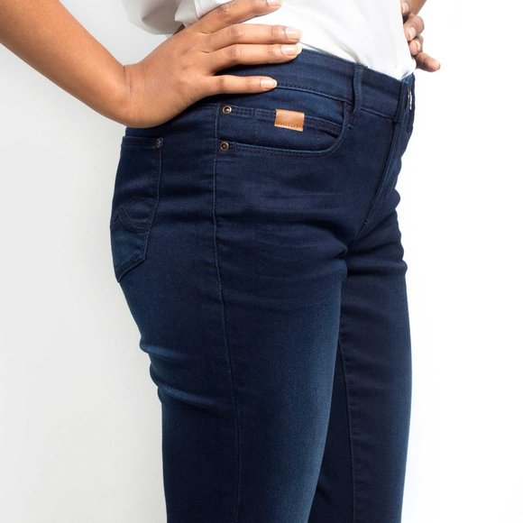 Women’s Bootcut Fit Stretch Dark Blue Denim Pant - Picture 3 of 5